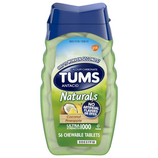 Order Tums Naturals Chewable Antacid Tablets Coconut Pineapple (56 ct) food online from Rite Aid store, Caledonia on bringmethat.com