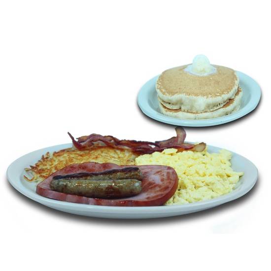 Order Meat Lovers Plate food online from We Pancakes store, Midwest City on bringmethat.com