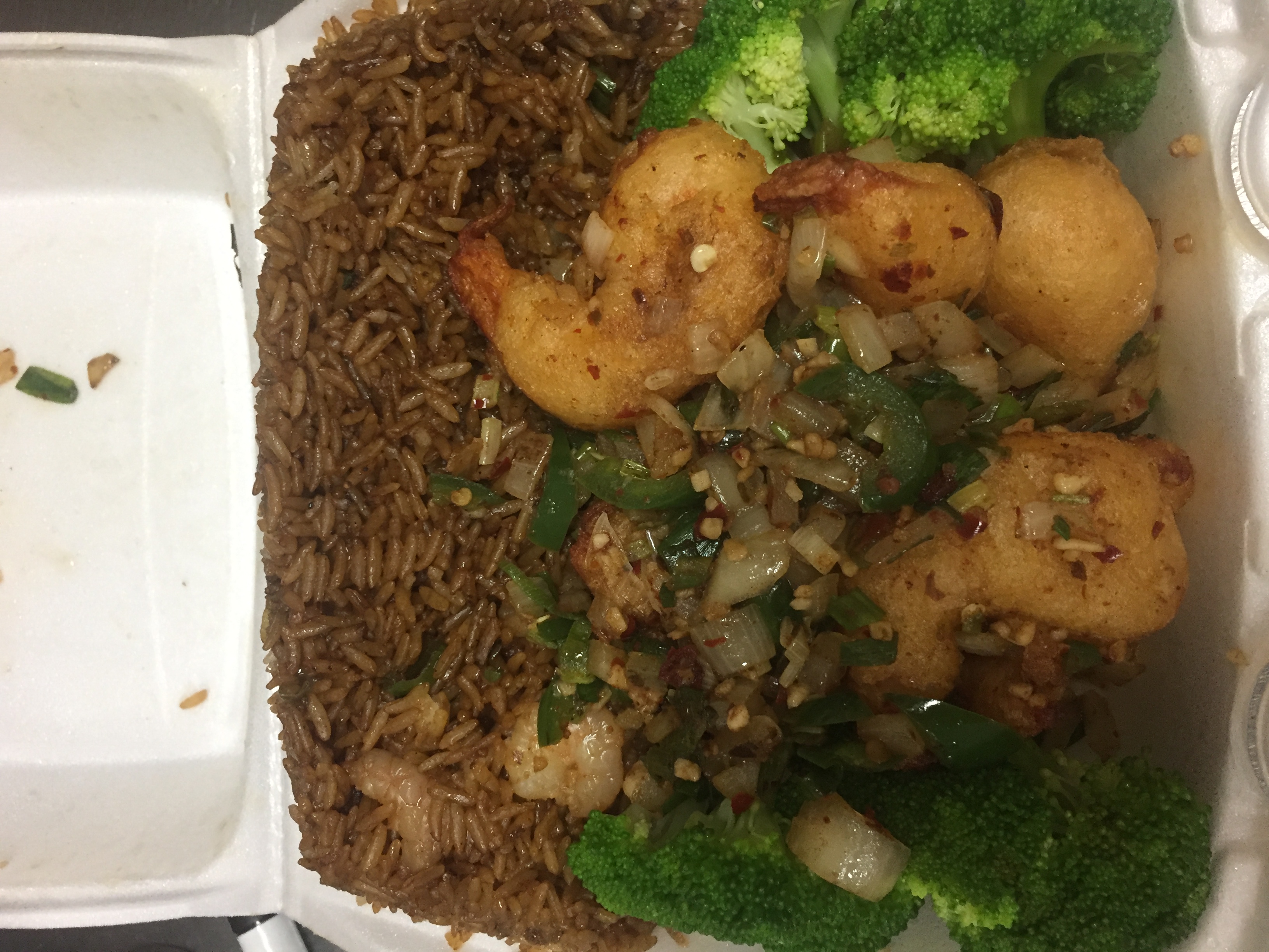 Order D20. Salt and Pepper Shrimp Combo food online from See Thru Chinese Kitchen store, Hillside on bringmethat.com