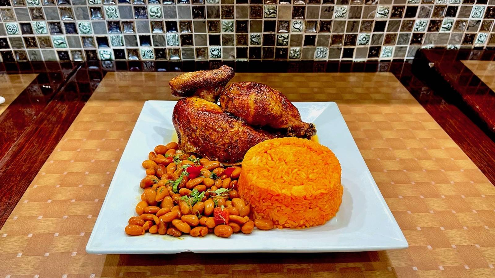 Order 1/2 Chicken, Yellow Rice and Beans food online from MILLENIUM CHICKEN store, Valley Stream on bringmethat.com