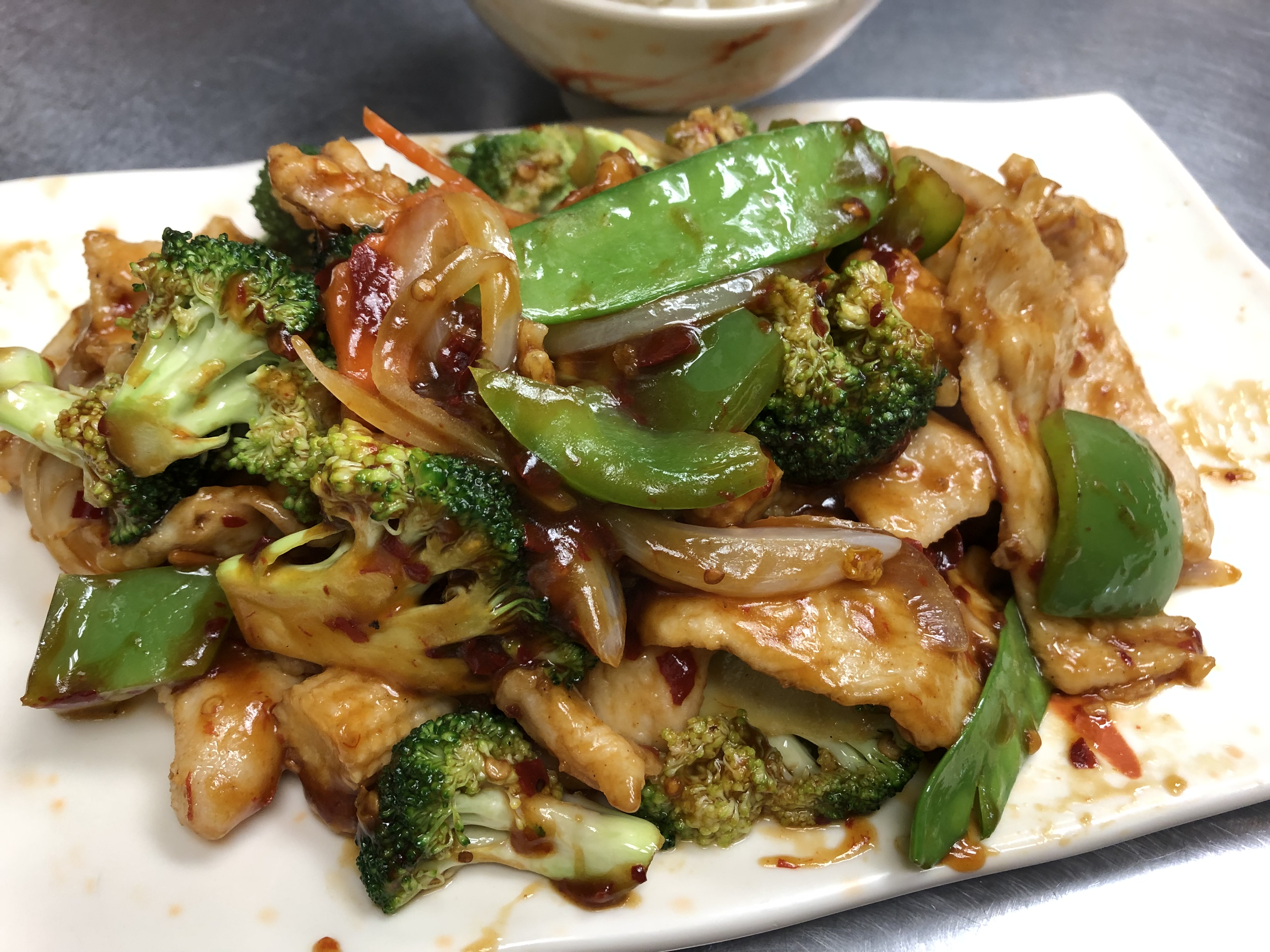 Order H16. Szechuan Chicken  food online from East China store, Waterloo on bringmethat.com