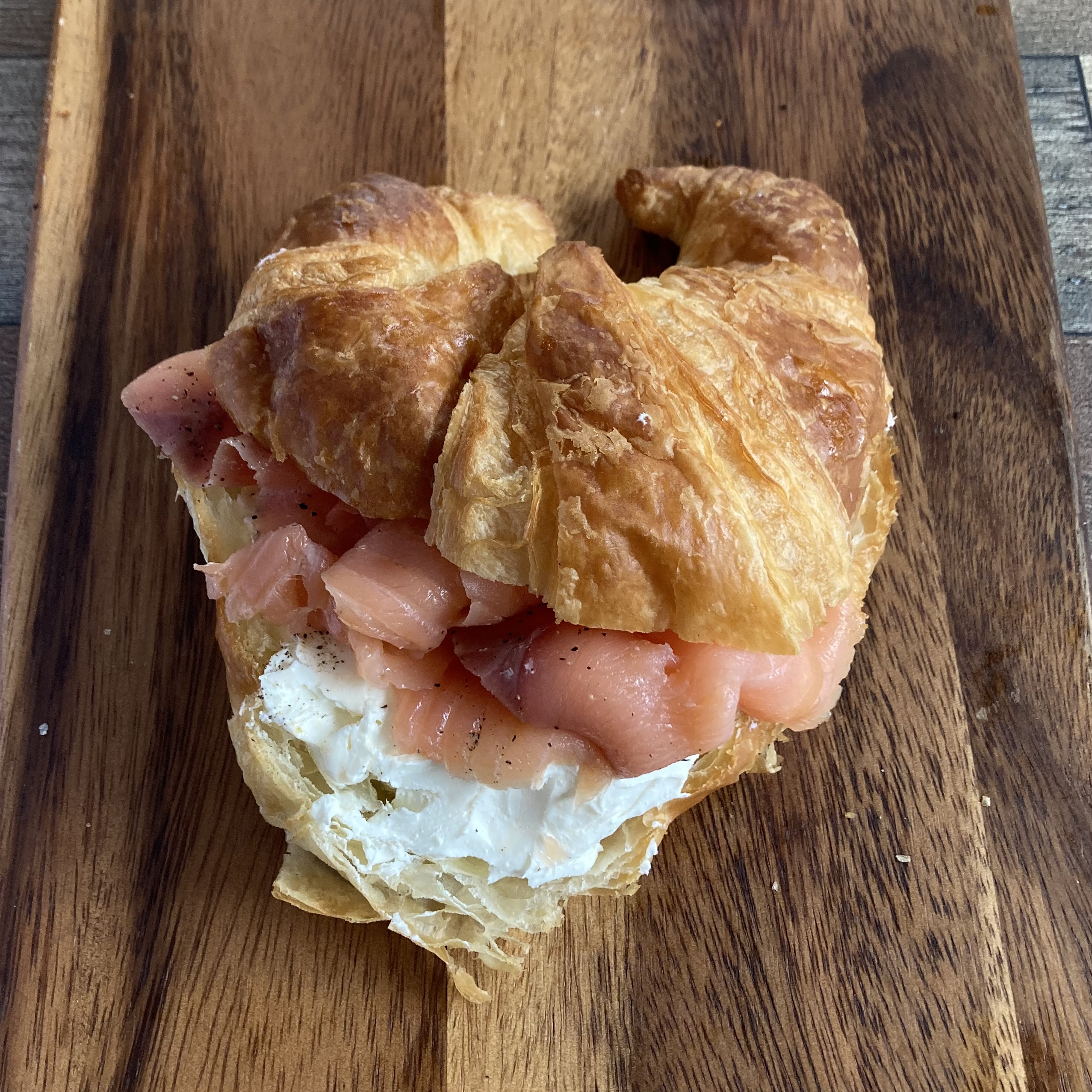 Order Croissant with Salmon (Lox) and Cream Cheese food online from B Cup store, New York on bringmethat.com