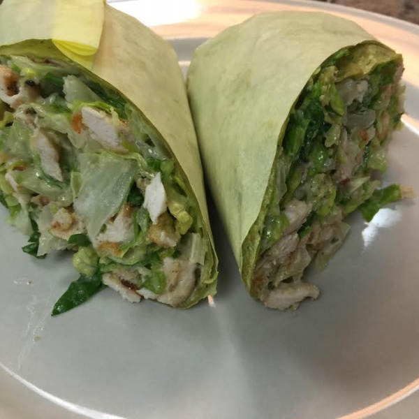 Order Caesar Chicken Salad in Spinach Wrap food online from Walter Cafe store, Beverly Hills on bringmethat.com