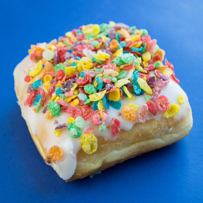Order Fruity Pebbles Fancy Donut food online from Db3 Donuts store, Evanston on bringmethat.com