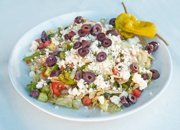 Order Jumbo Greek Salad food online from Elenas Greek Armenian Cuisine store, Glendale on bringmethat.com