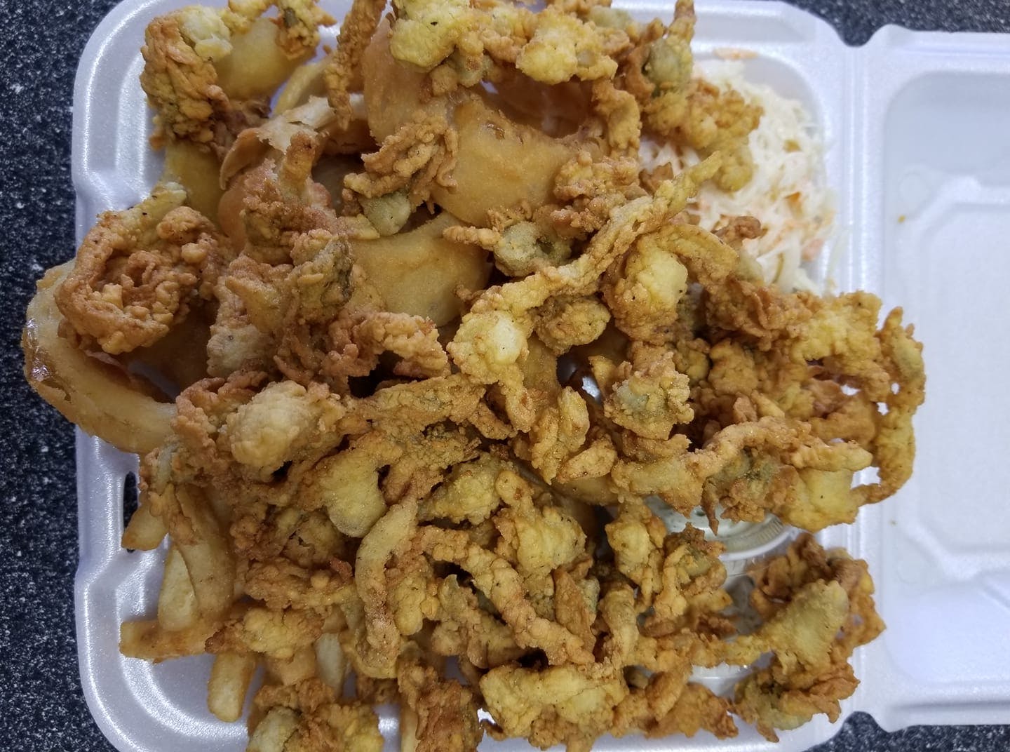 Order Native Fried Clams Box - Small food online from Peters Pizza & Roast Beef store, Wilmington on bringmethat.com
