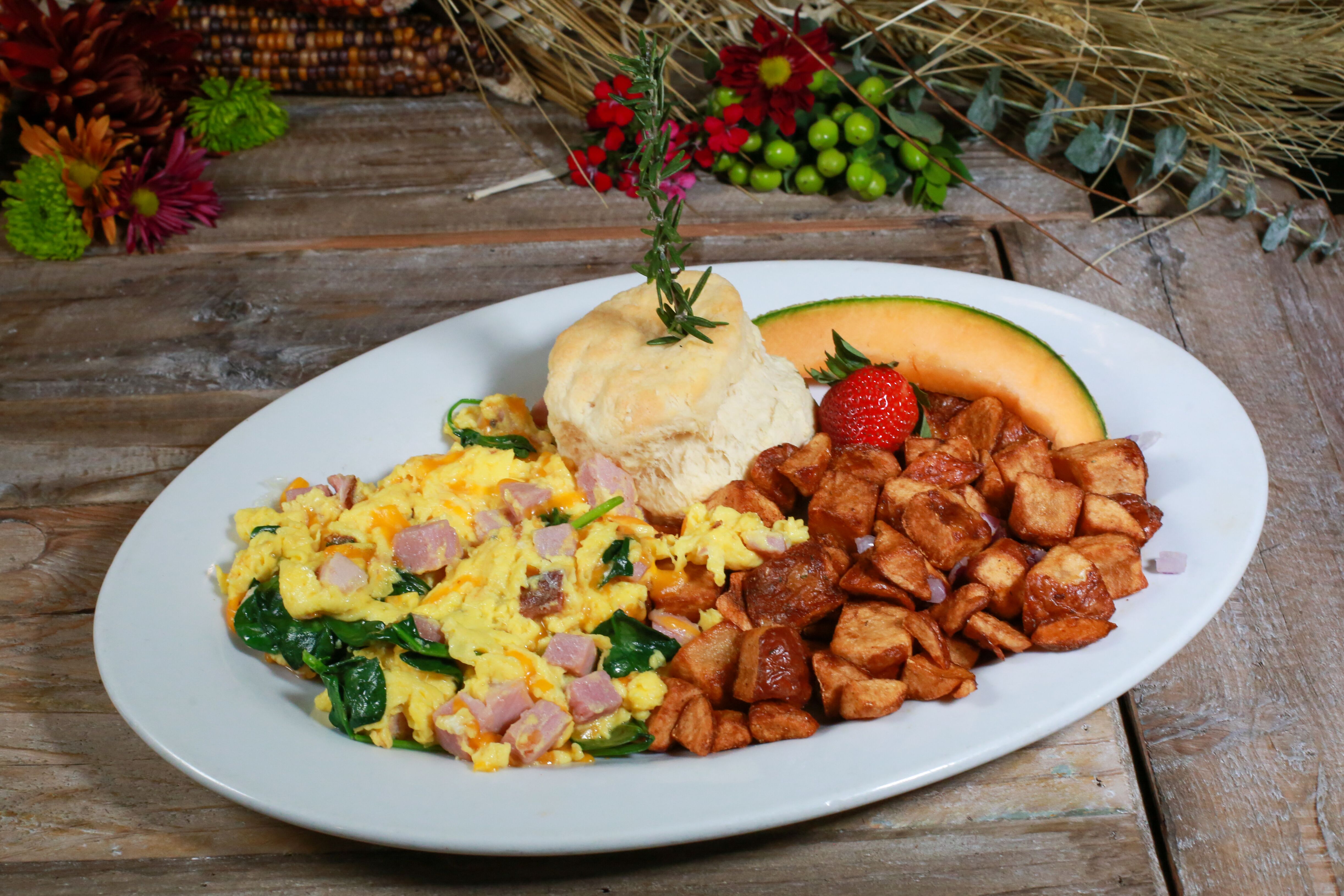 Order 2. Ham, Spinach & Cheddar food online from Hash House A Go Go store, Henderson on bringmethat.com