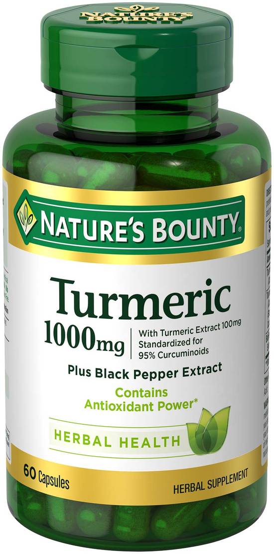 Order Nature's Bounty Turmeric Plus Black Pepper Extract 1000mg (60 ct) food online from Rite Aid store, Palm Desert on bringmethat.com