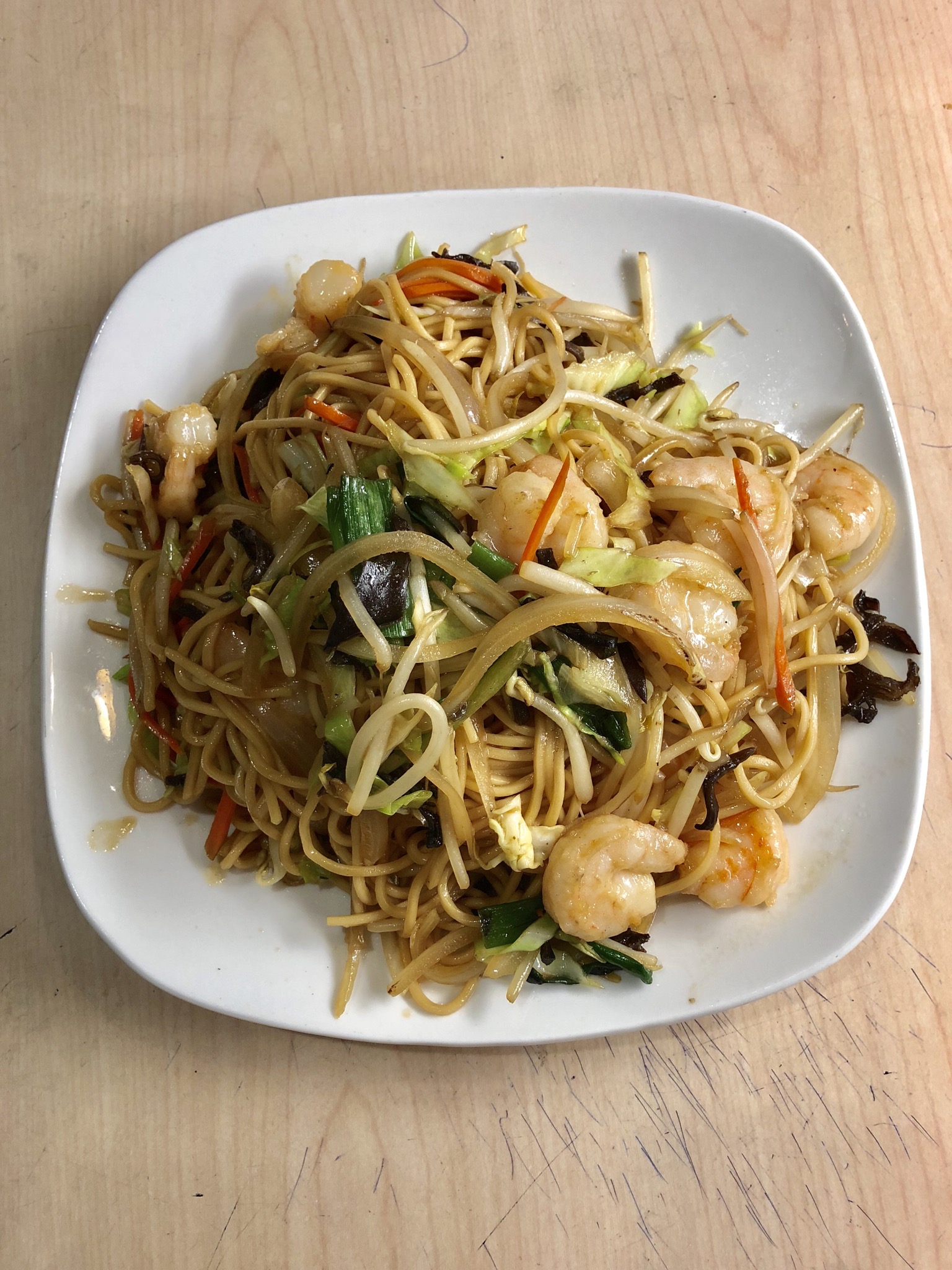 Order 18. Shrimp Chow Mein food online from Belly Bombz Kitchen store, Artesia on bringmethat.com