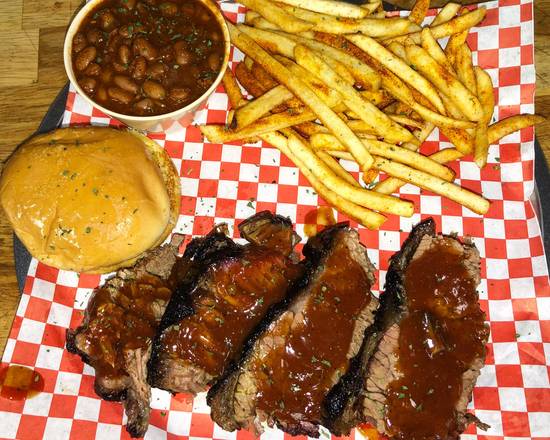 Order Beef Brisket Platter food online from Abbey Real Texas Bbq store, San Diego on bringmethat.com
