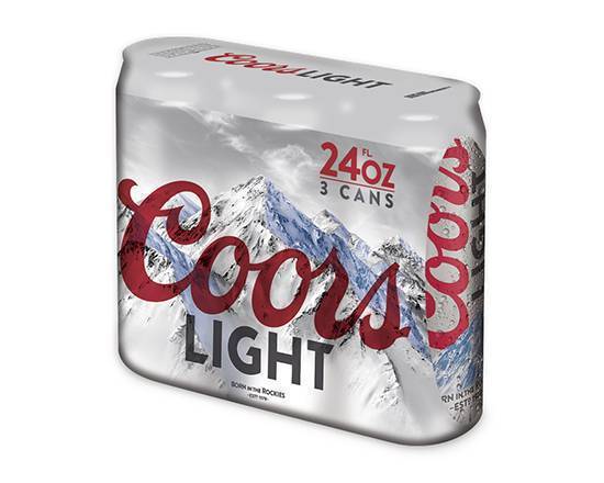 Order Coors Light, 3pk-24 oz Can Beer (4.2% ABV) food online from Ampm store, Lemoore on bringmethat.com