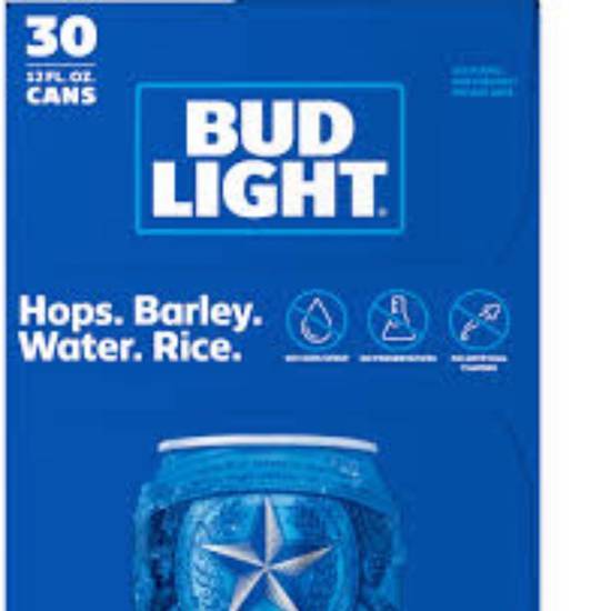 Order Bud Light, 30pk cans domestic beer (5% ABV) food online from Adobe Wine & Liquors store, Fountain Hills on bringmethat.com