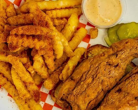 Order Combo #1 - 2 Giant Tenders with Fries food online from Crazy D's Hot Chicken store, Reno on bringmethat.com