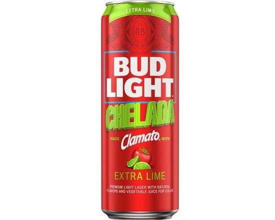 Order Bud Light Chelada Extra Lime, 25oz can (4.2% ABV) food online from Central Liquor Market store, Los Angeles on bringmethat.com