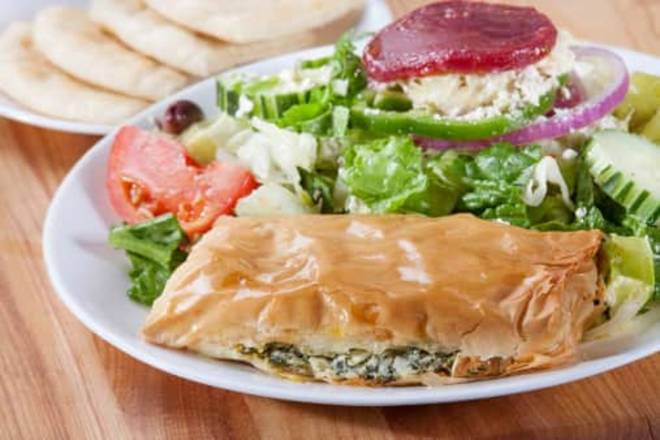 Order Spinach Pie with Greek Salad food online from The Little Greek store, Boardman on bringmethat.com
