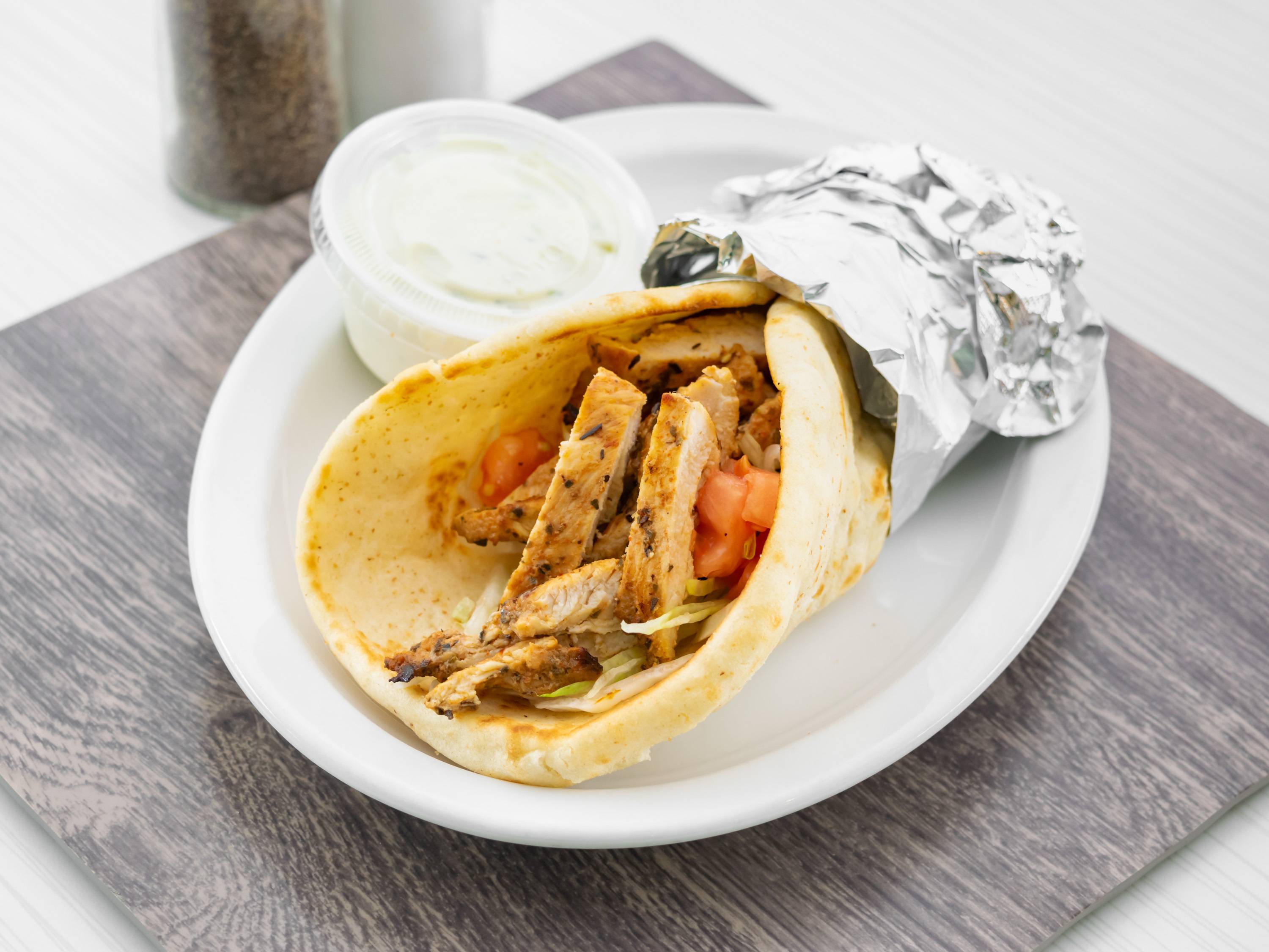 Order Chicken Gyro Pita food online from Leo Coney Island On Tap (122 Oakes St Sw store, Grand Rapids on bringmethat.com