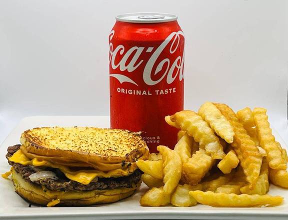 Order Grilled Cheese Deluxe, Fries, & Drink food online from The burger cave store, North Las Vegas on bringmethat.com