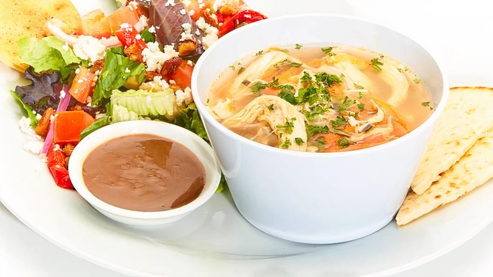 Order Greek Lemon Chicken Soup with Greek Salad food online from Taziki Cafe store, Tuscaloosa on bringmethat.com
