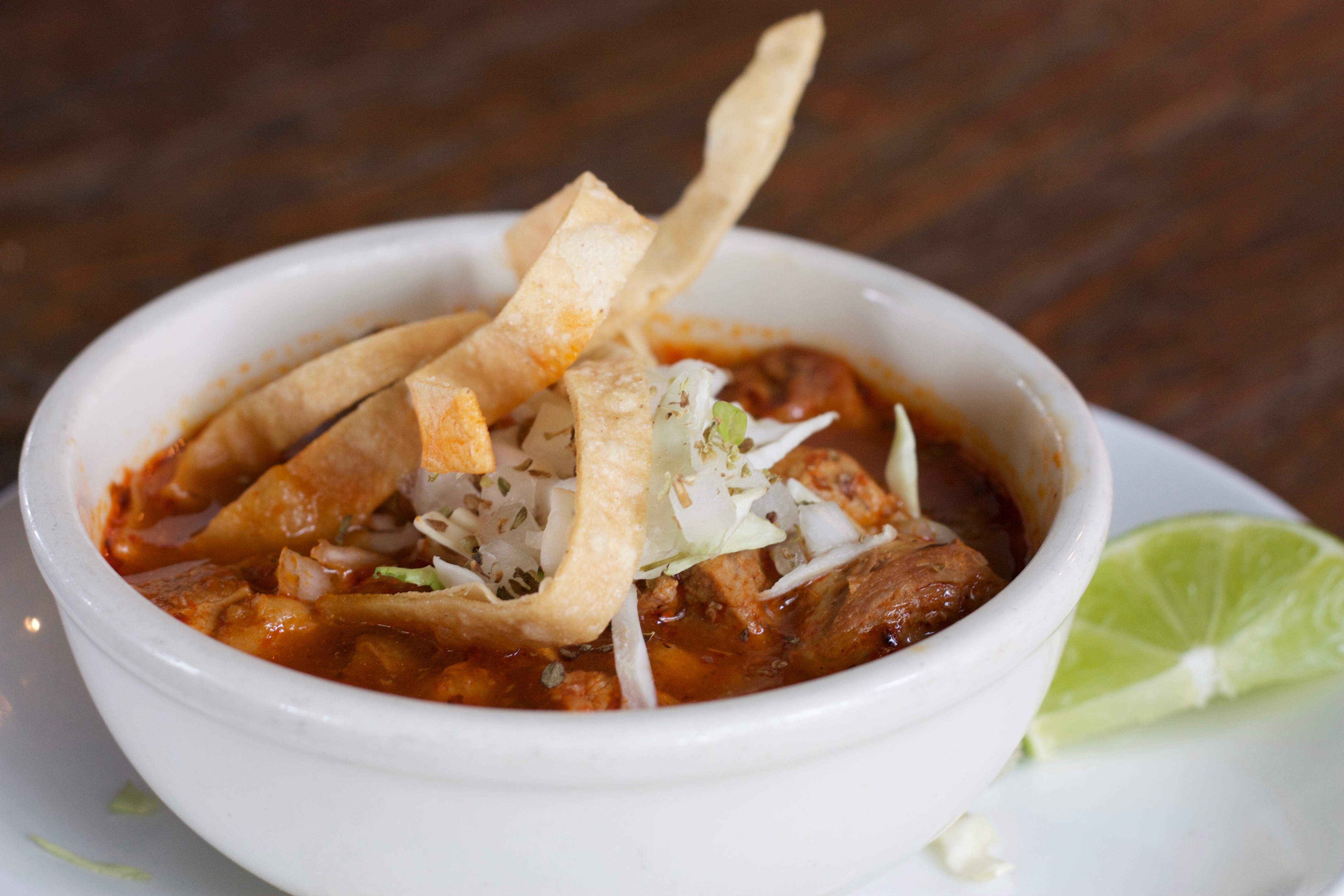 Order PORK POZOLE  food online from Los Sombreros Mexican Restaurant store, Scottsdale on bringmethat.com