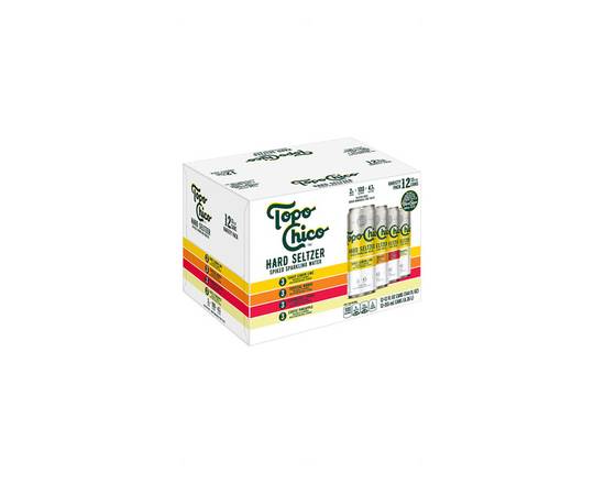 Order  Topo Chico Hard Seltzer Variety 12 Pack 12oz Cans  food online from Rancho Wine store, Thousand Oaks on bringmethat.com