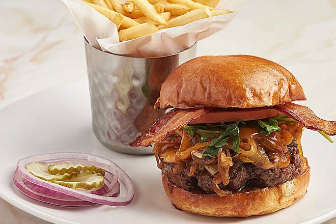 Order Hickory Smokehouse Cheddar Burger food online from Silver Diner - Fairfax store, Fairfax on bringmethat.com