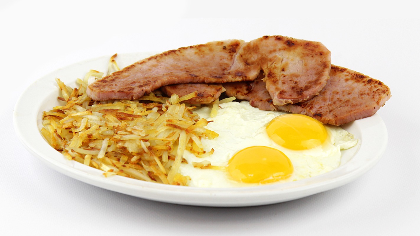 Order 2 Eggs Any Style with Ham food online from Matty's Grill & Pancake House store, Shorewood on bringmethat.com
