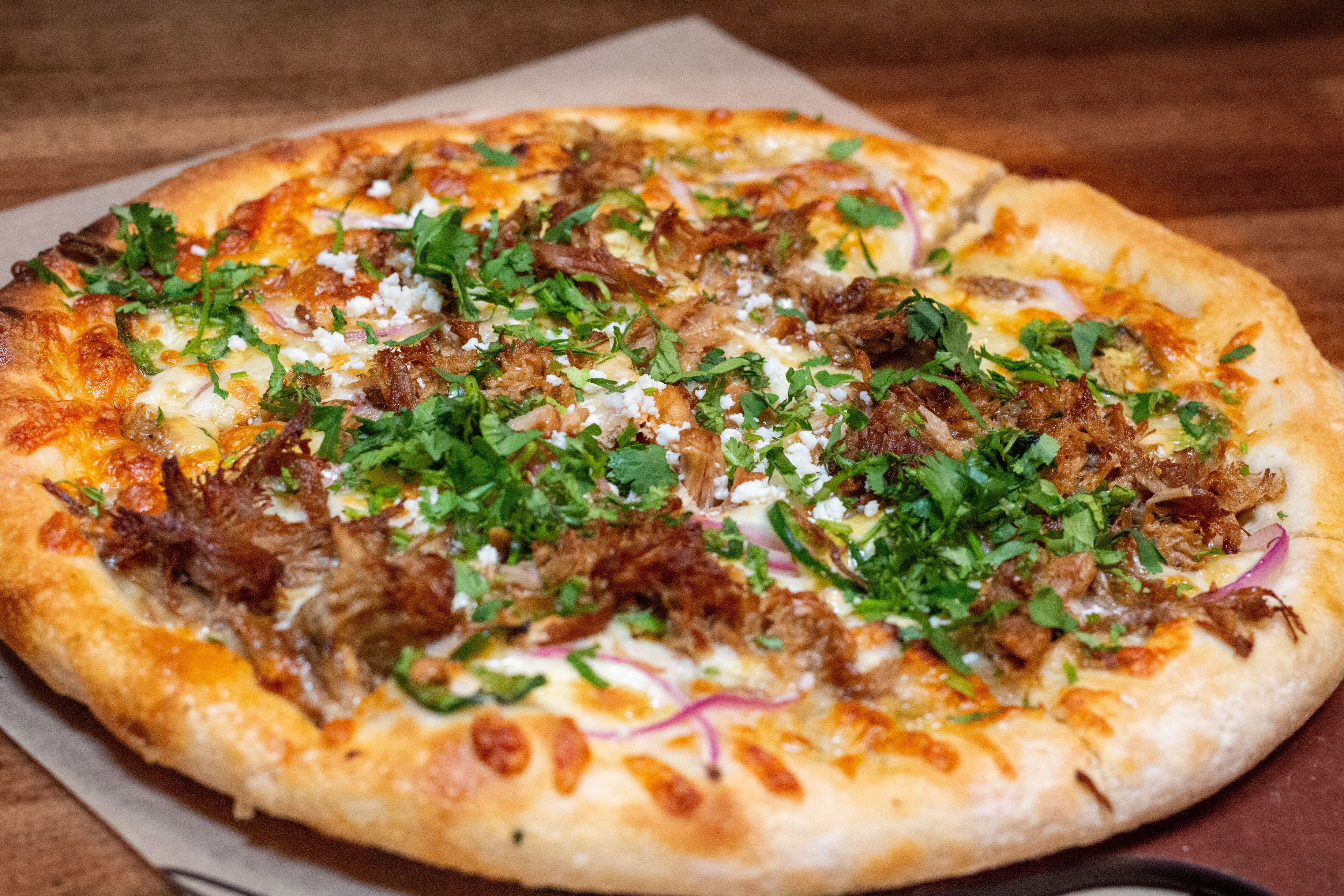 Order Carnitas Pizza food online from Congregation Ale House store, Long Beach on bringmethat.com