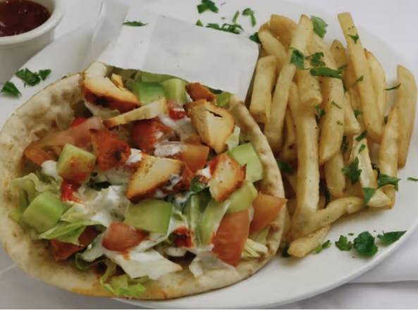 Order Grilled Chicken Gyro Pita Wrap food online from Sophie Mediterranean Grill store, San Jose on bringmethat.com
