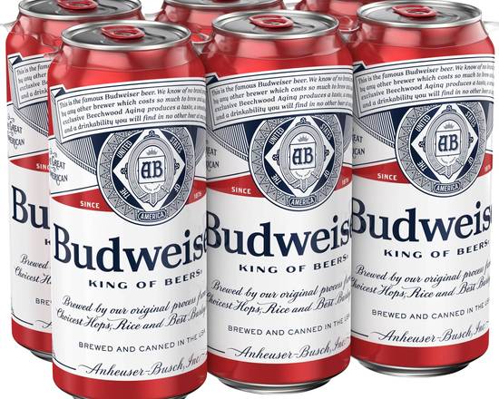 Order Budweiser 6pk/ 16 oz. cans food online from Central Liquor Market store, Los Angeles on bringmethat.com