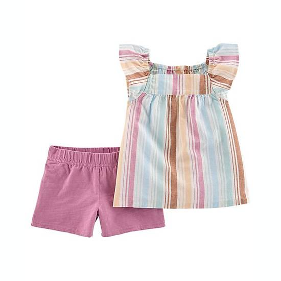 Order carter's® Size 3M 2-Piece Striped Top and Short Set in Purple food online from Bed Bath & Beyond store, Lancaster on bringmethat.com