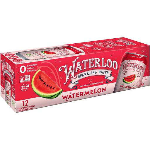 Order Waterloo Watermelon Sparkling Water  (12PK 12 OZ) 137692 food online from BevMo! store, Greenbrae on bringmethat.com
