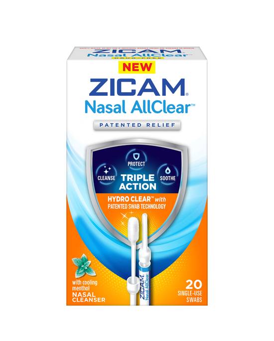 Order Zicam Nasal AllClear Triple Action Nasal Cleanser Swabs with Cooling Menthol (20 ct) food online from Rite Aid store, PITTSBURGH on bringmethat.com