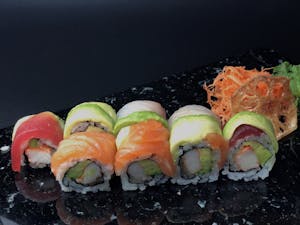 Order Rainbow Roll food online from Asuka Sushi Japanese Cuisine store, Mt Laurel Township on bringmethat.com