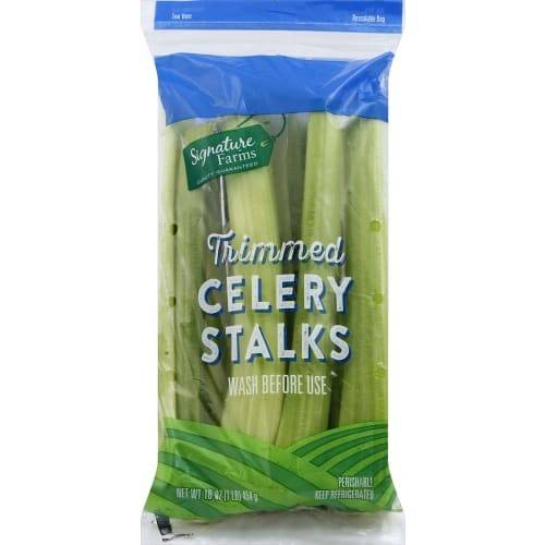 Order Signature Farms · Trimmed Celery Stalks (1 lb) food online from Albertsons store, Bakersfield on bringmethat.com