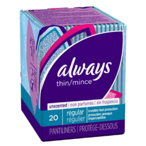 Order Always Panty liner Unscented 20 Count food online from 7-Eleven store, Pittsburgh on bringmethat.com