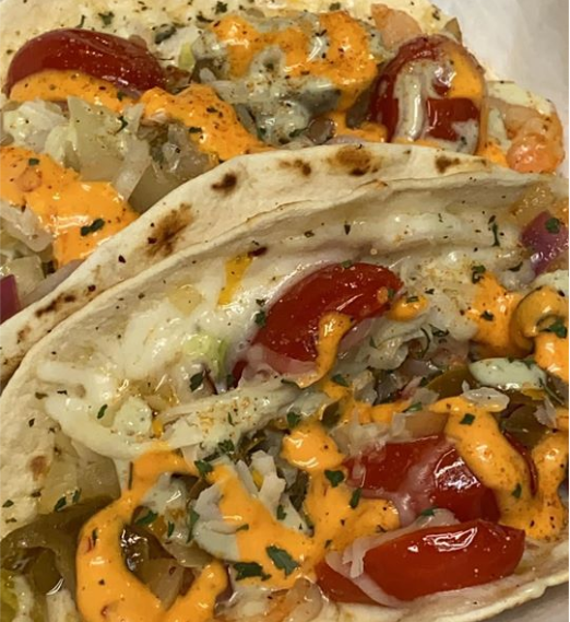 Order 2 Spicy Shrimp Tacos food online from Mango Tropical Oasis- store, Springfield on bringmethat.com