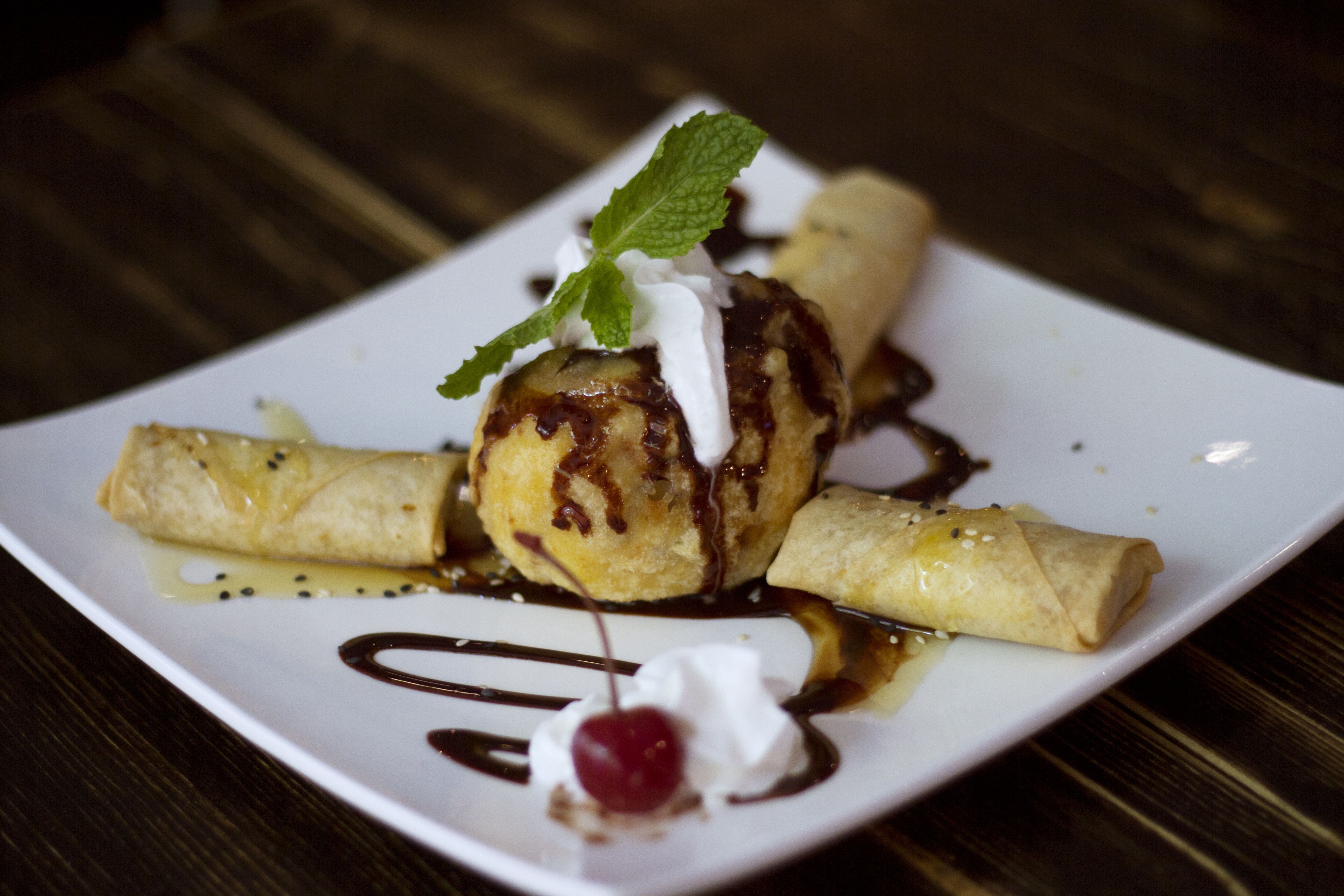 Order Fried Banana with Fried Ice Cream food online from Peak thai restaurant store, New York on bringmethat.com
