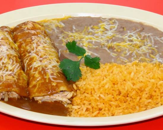 Order Two Beef Enchiladas Plate food online from Chile Verde store, Hawthorne on bringmethat.com
