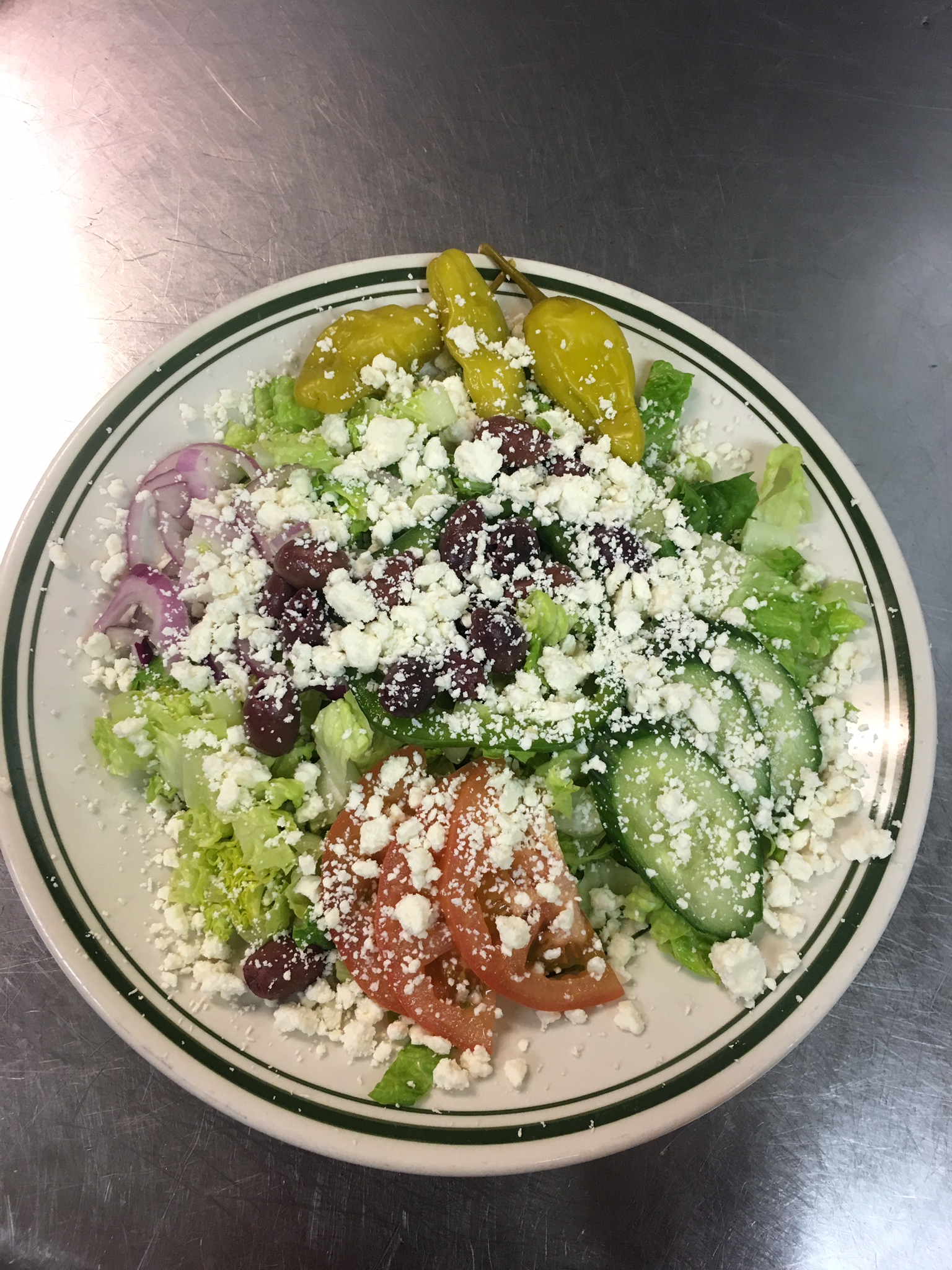 Order Greek Salad food online from Albo Pizza Restaurant store, Las Vegas on bringmethat.com