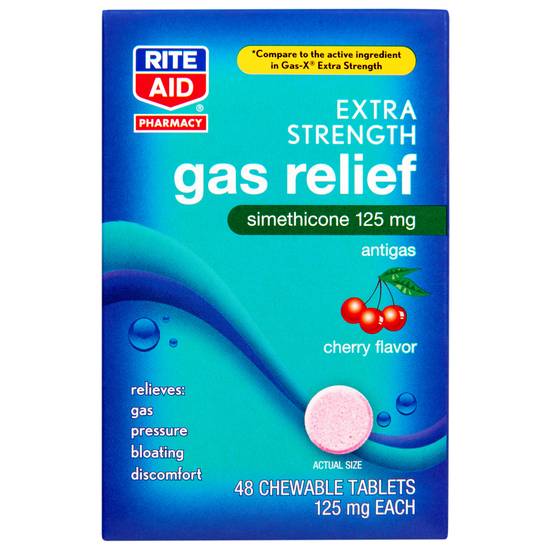 Order Rite Aid Gas Relief Extra Strength Chewable Tablets (48 ct) food online from Rite Aid store, EAST AURORA on bringmethat.com