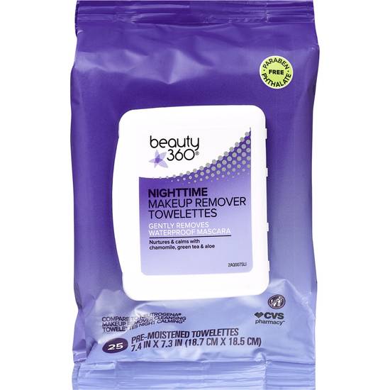 Order Beauty 360 Night-Time Cleansing and Makeup Remover Towelettes, 25CT food online from CVS store, INGLEWOOD on bringmethat.com
