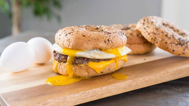 Order Sausage, Egg, and Cheese Bagel food online from The Kitchen By Be Well store, Beverly Hills on bringmethat.com