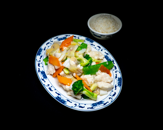 Order C11. Chicken with Mixed Vegetable food online from Sam Cafe store, Houston on bringmethat.com