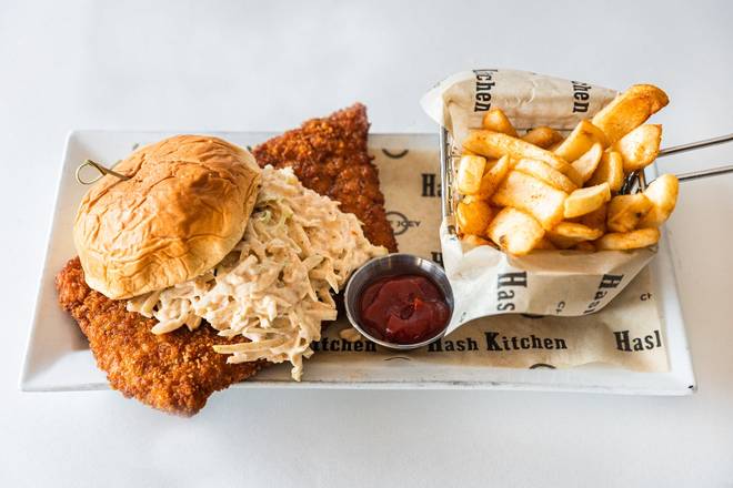 Order Fried Pork Loin Sandwich food online from The Hash Kitchen store, Scottsdale on bringmethat.com