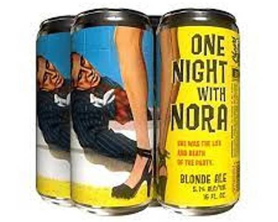 Order Paperback One Night with Nora Blonde Ale ABV 5.1%, IBUs 11 4pk-16oz food online from Pacific Liquor Market store, Bell Gardens on bringmethat.com
