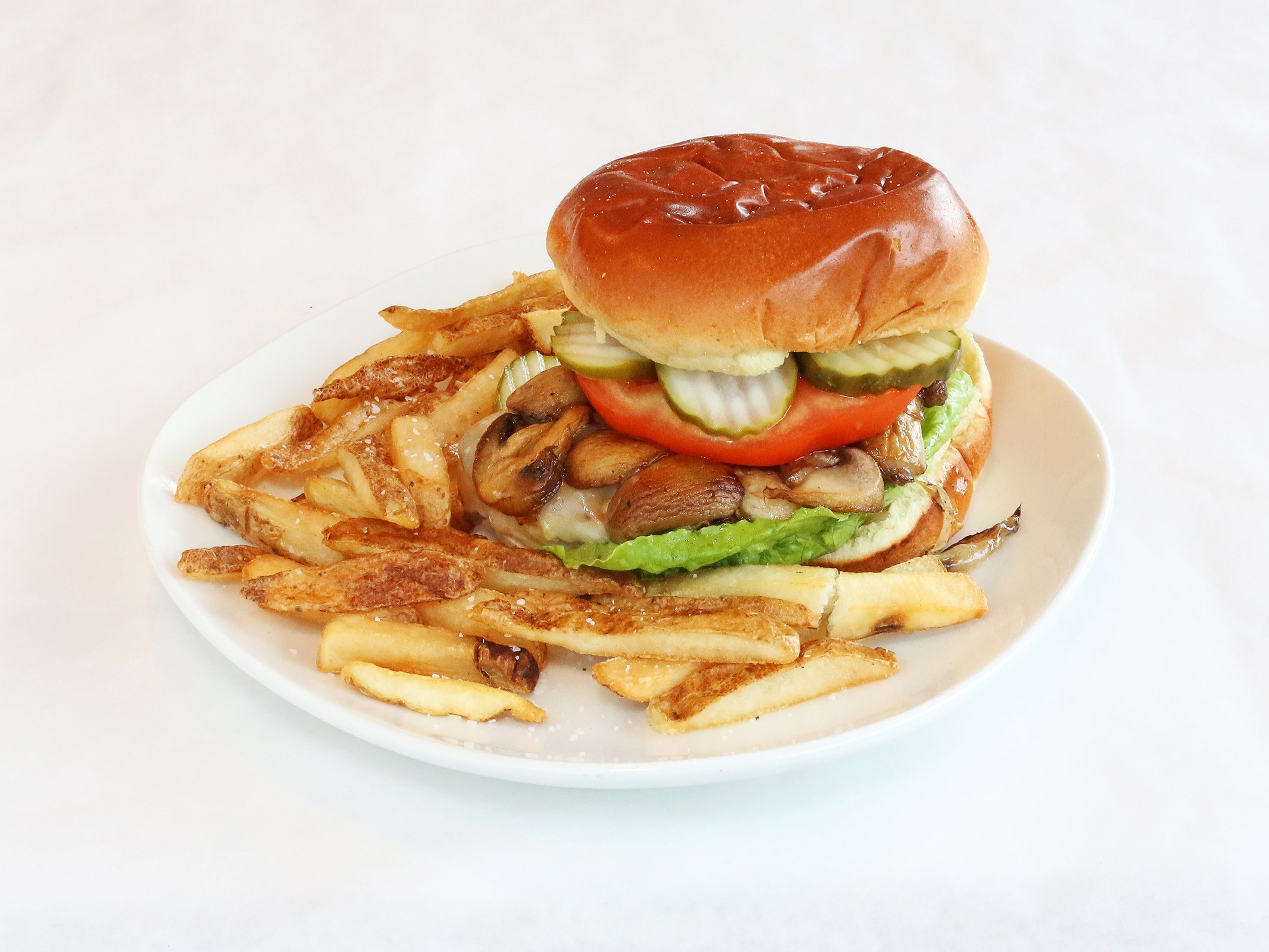 Order Shroom & Swiss Burger food online from La Tasca Tapas Restaurant store, Arlington Heights on bringmethat.com