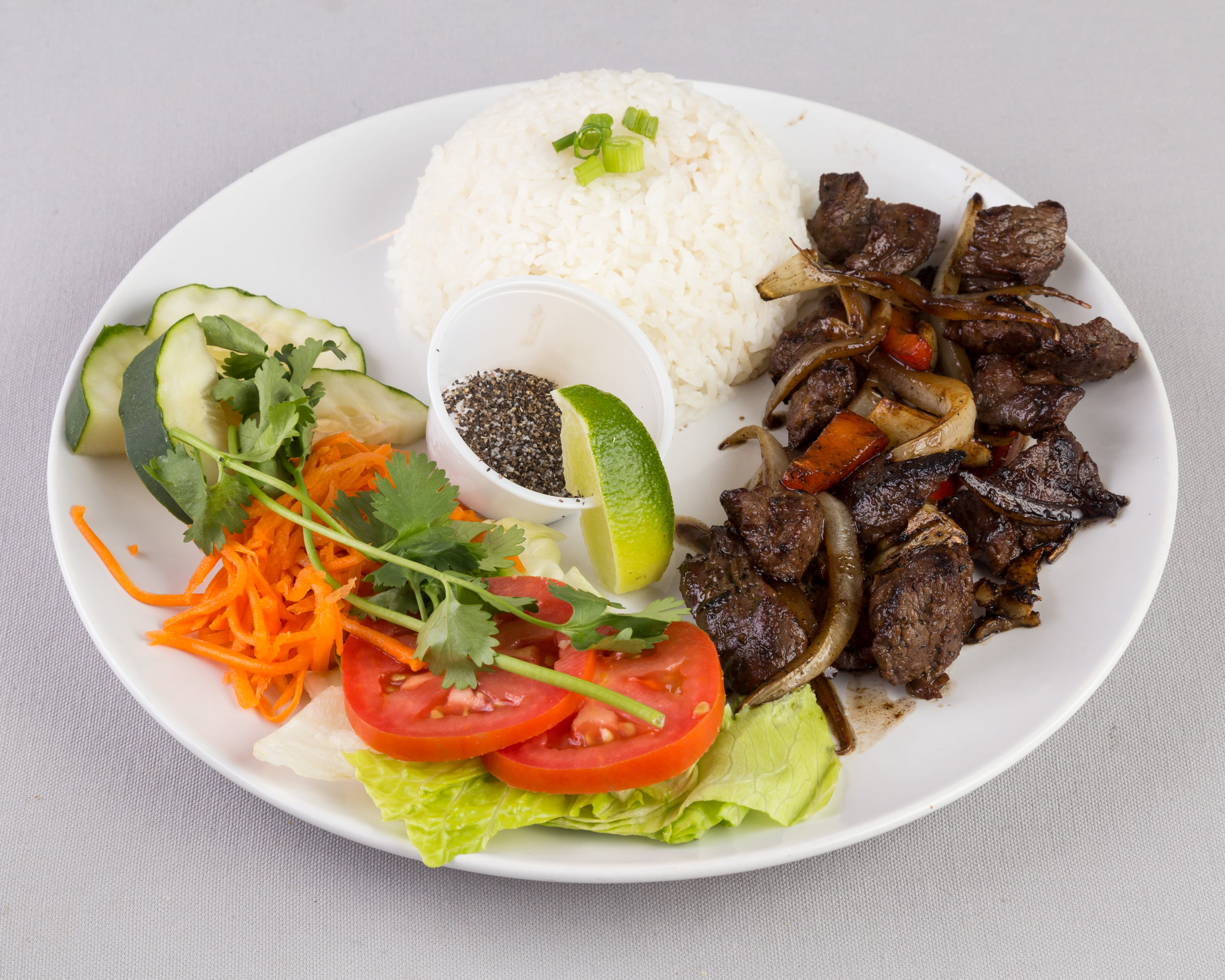 Order Shaken Rice Plate food online from In D Kitchen store, Houston on bringmethat.com