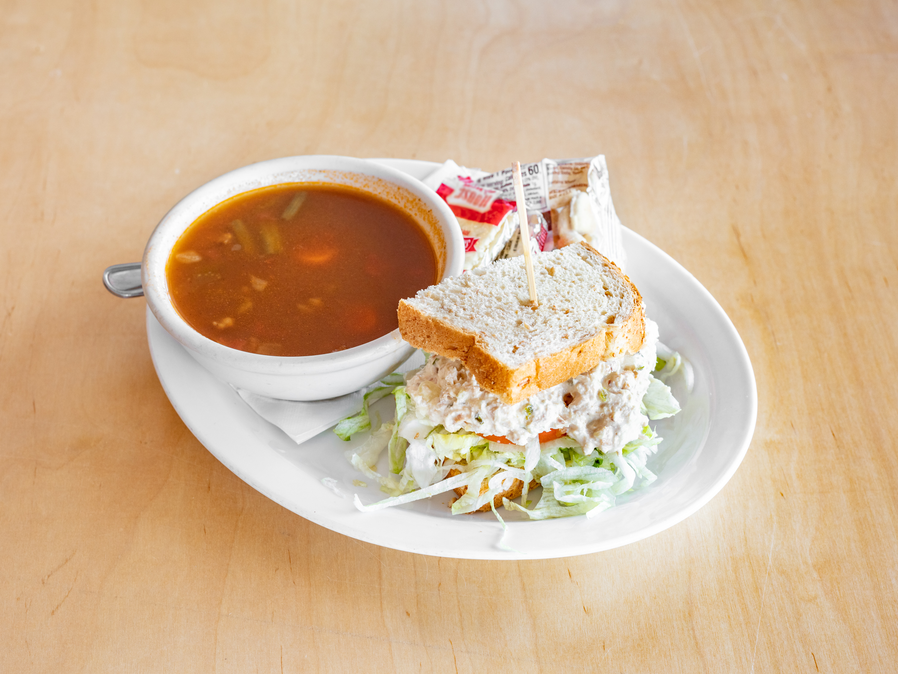 Order Soup and 1/2 Sandwich food online from Lutes' Casino store, Yuma on bringmethat.com