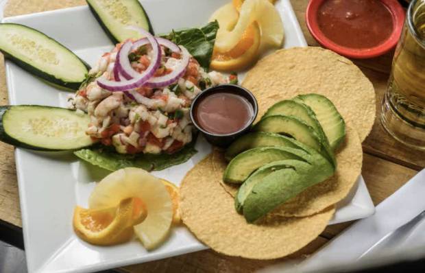 Order 104. Tostadas De Ceviche food online from El Paso Mexican Grill - Baton Rouge store, Baton Rouge on bringmethat.com