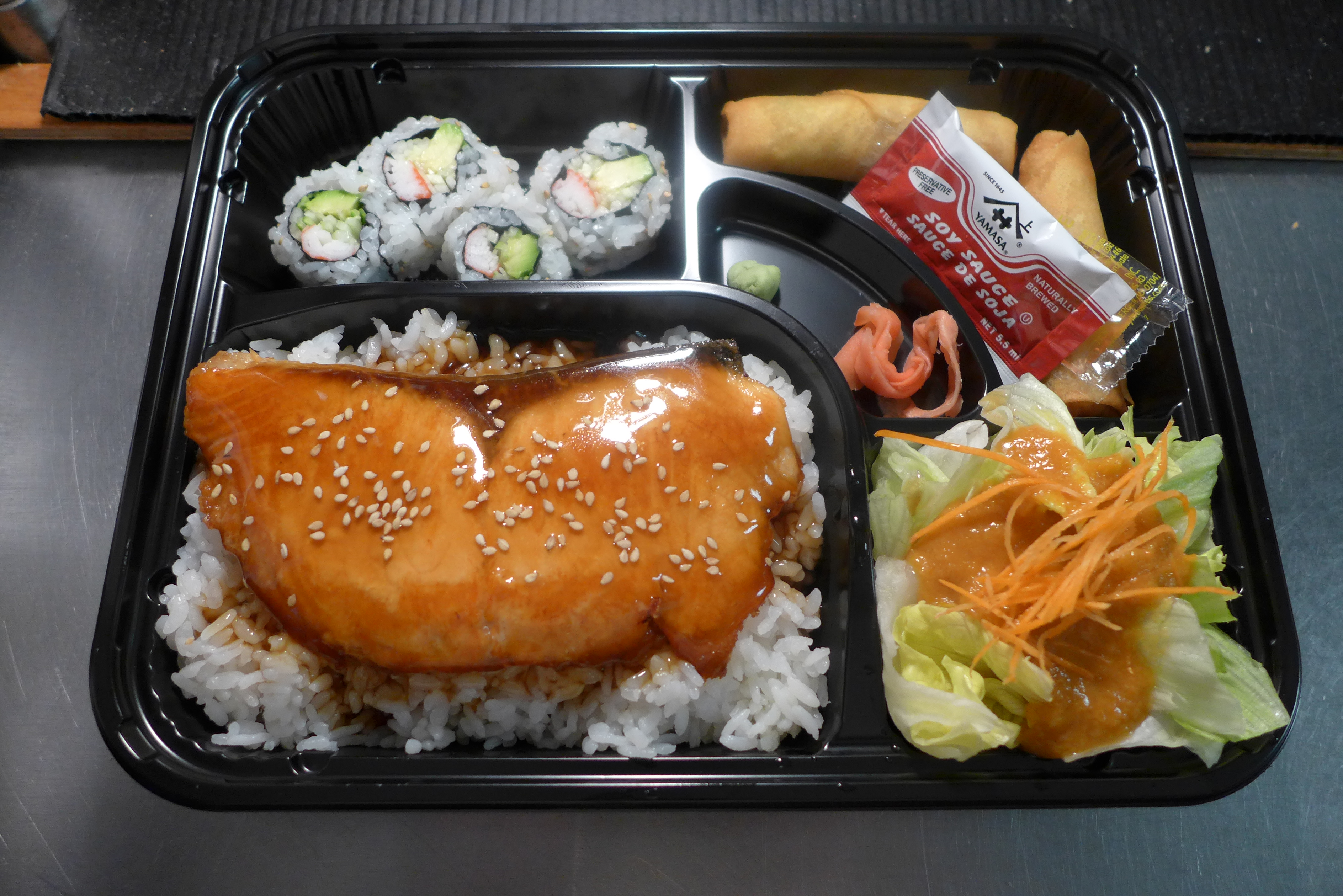 Order Lunch Salmon Teriyaki Bento food online from Tokyo Sushi store, Edison on bringmethat.com